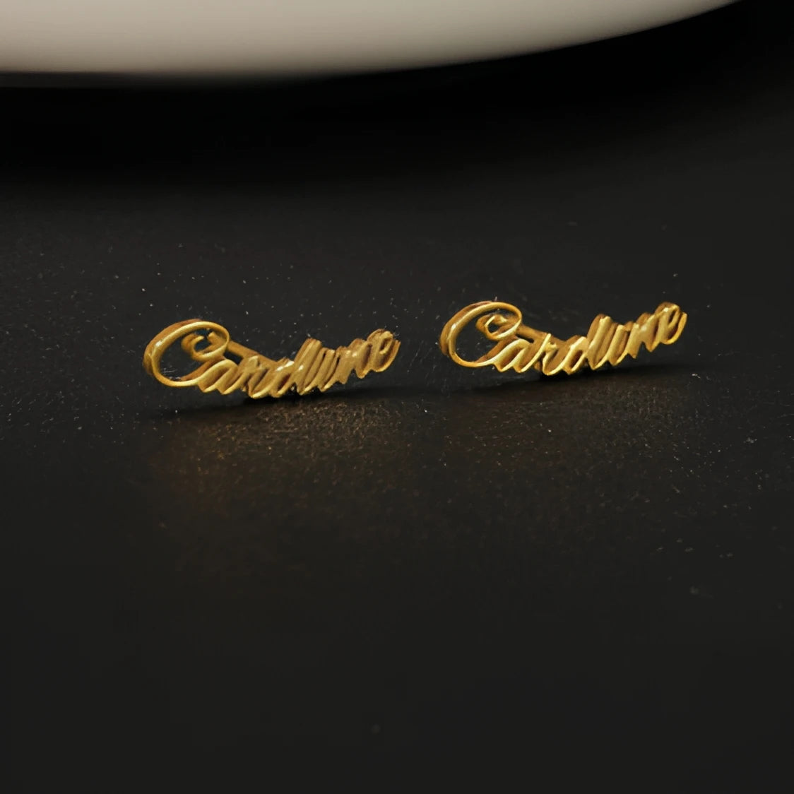 CE Certification Fashion Custom Name Women's Party Stainless Steel PVD Gold Plated Stud Earrings