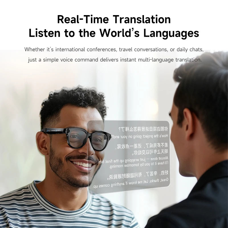 Smart Glasses with AI Translation & Camera – Bluetooth Calling, UV400