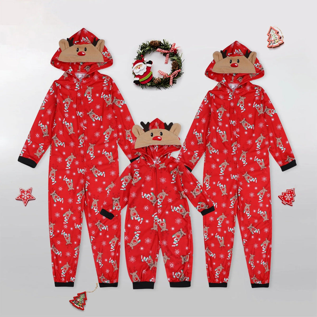 Christmas Family Matching Elk Print Onesie Pajamas