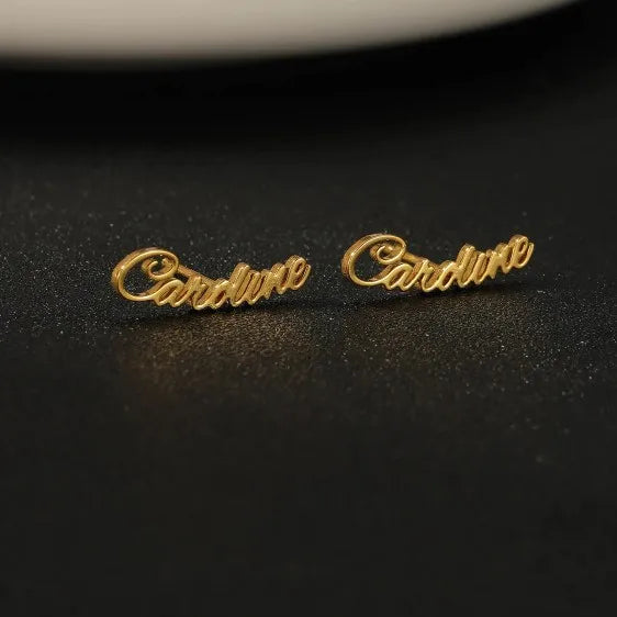 CE Certification Fashion Custom Name Women's Party Stainless Steel PVD Gold Plated Stud Earrings
