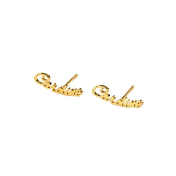 CE Certification Fashion Custom Name Women's Party Stainless Steel PVD Gold Plated Stud Earrings