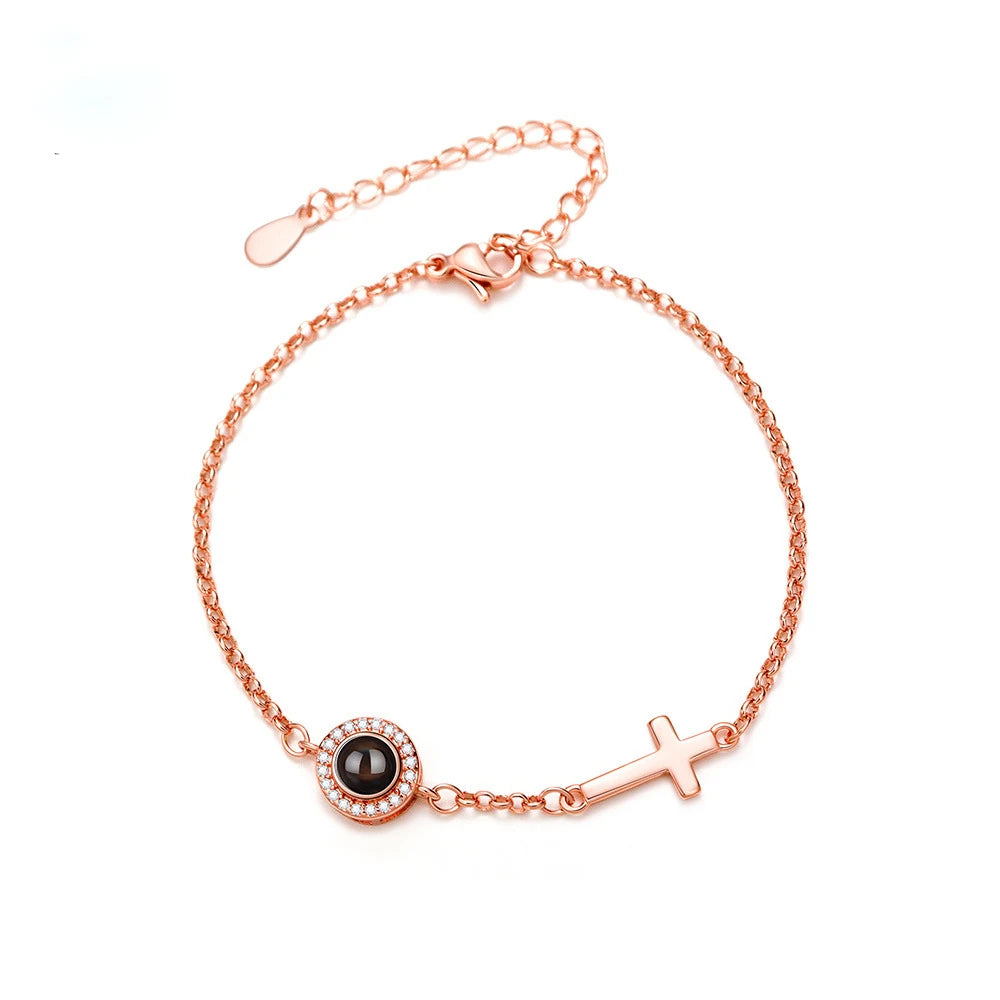 Personalized Photo Projection Cross Bracelet