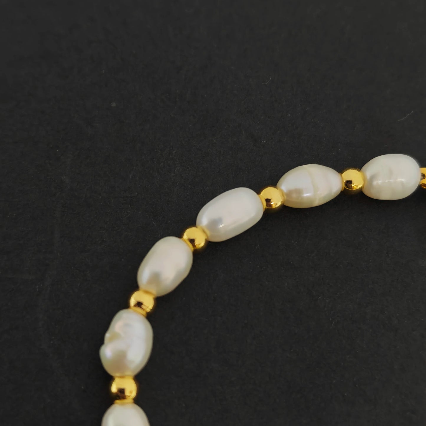 Personalized Freshwater Pearl Bracelet | Bubble Letter CZ Initial Charm 18K Gold