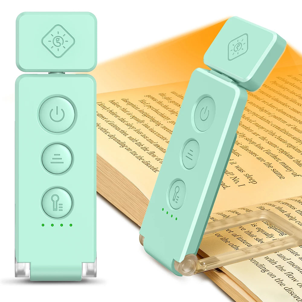 12 LED Rechargeable Book Light 5 Colors 5 Brightness Levels Mini Reading Clip on Book Light Bookmark