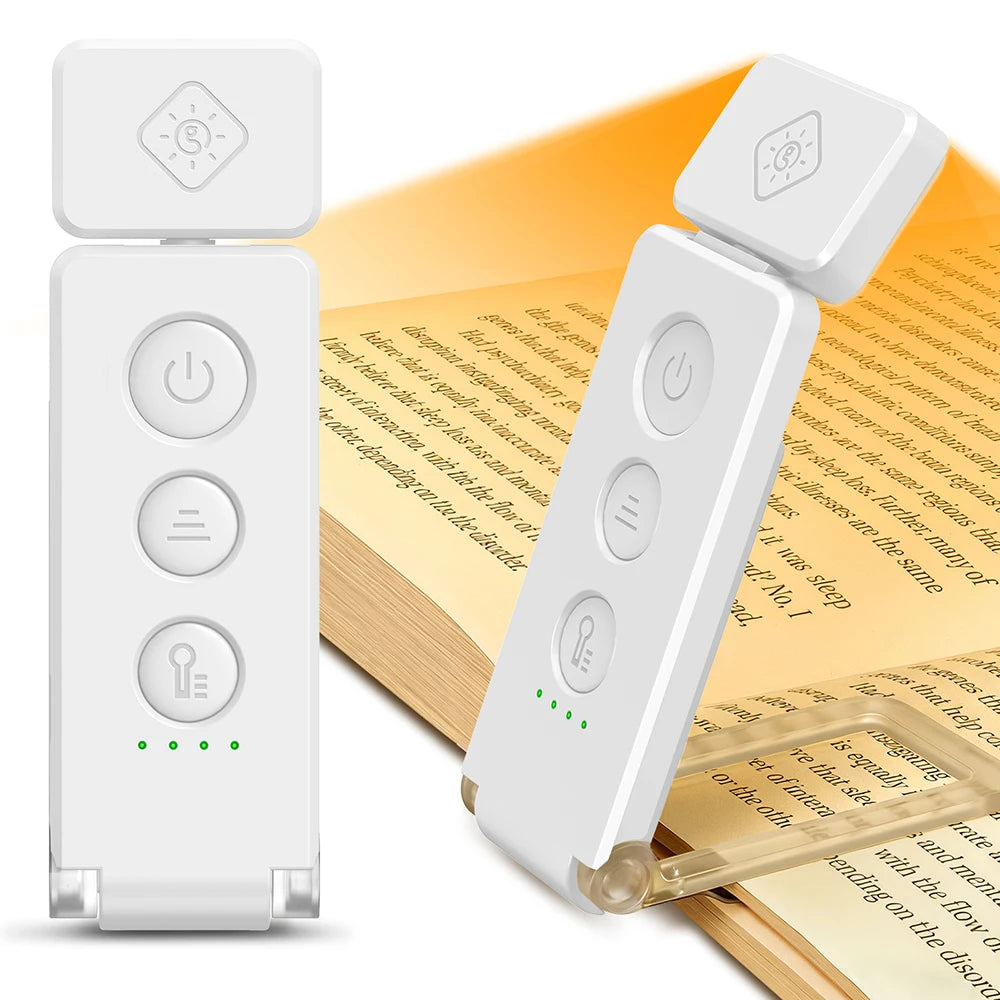 12 LED Rechargeable Book Light 5 Colors 5 Brightness Levels Mini Reading Clip on Book Light Bookmark