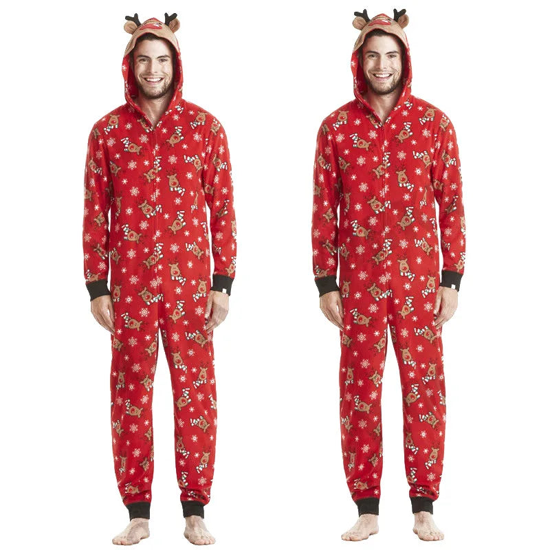 Christmas Family Matching Elk Print Onesie Pajamas