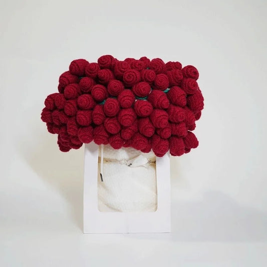 Rose Flower Bouquet Blanket — Handmade Knit Plush Throw