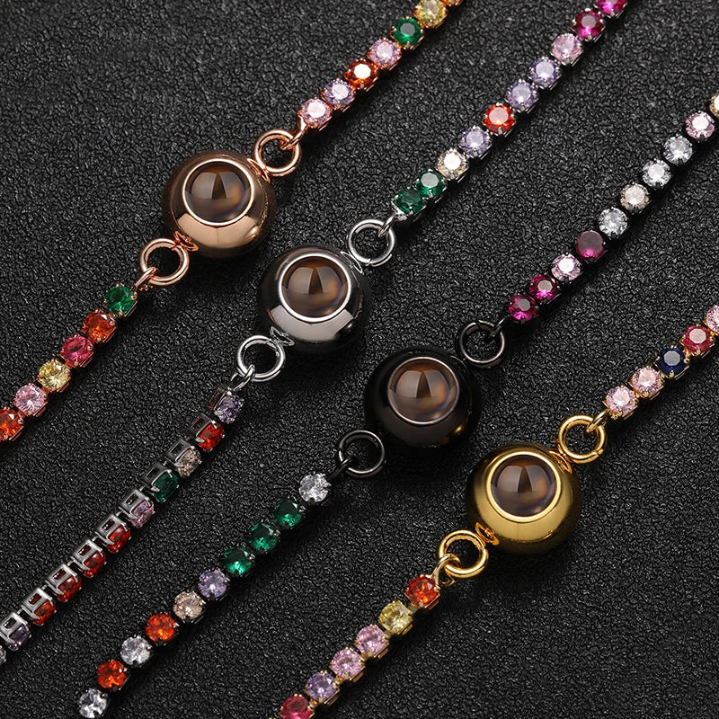 Personalized Fashion Projection Photo Bracelet — 18K Gold Plated Stainless Steel