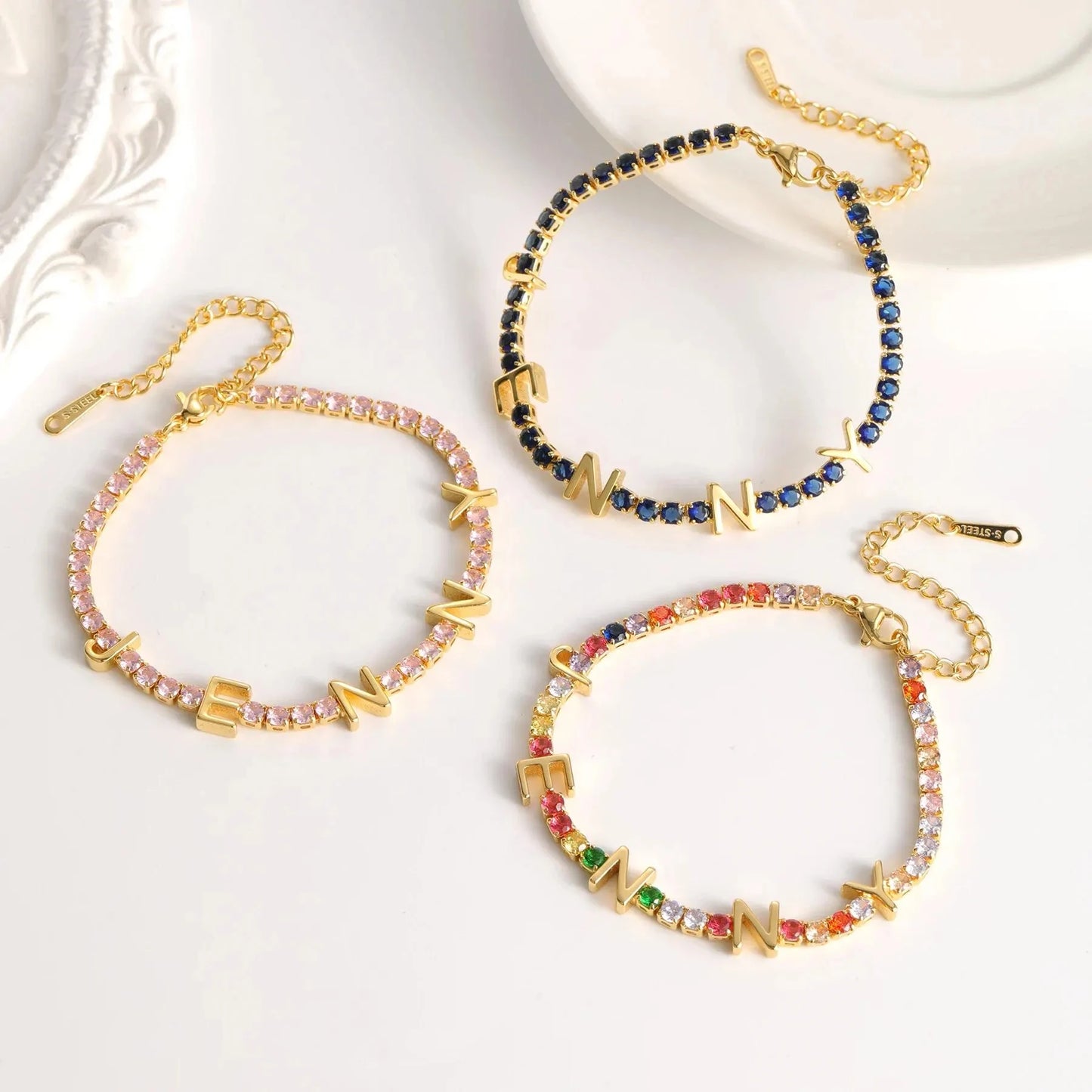Personalized Custom Name Letter Tennis Bracelet