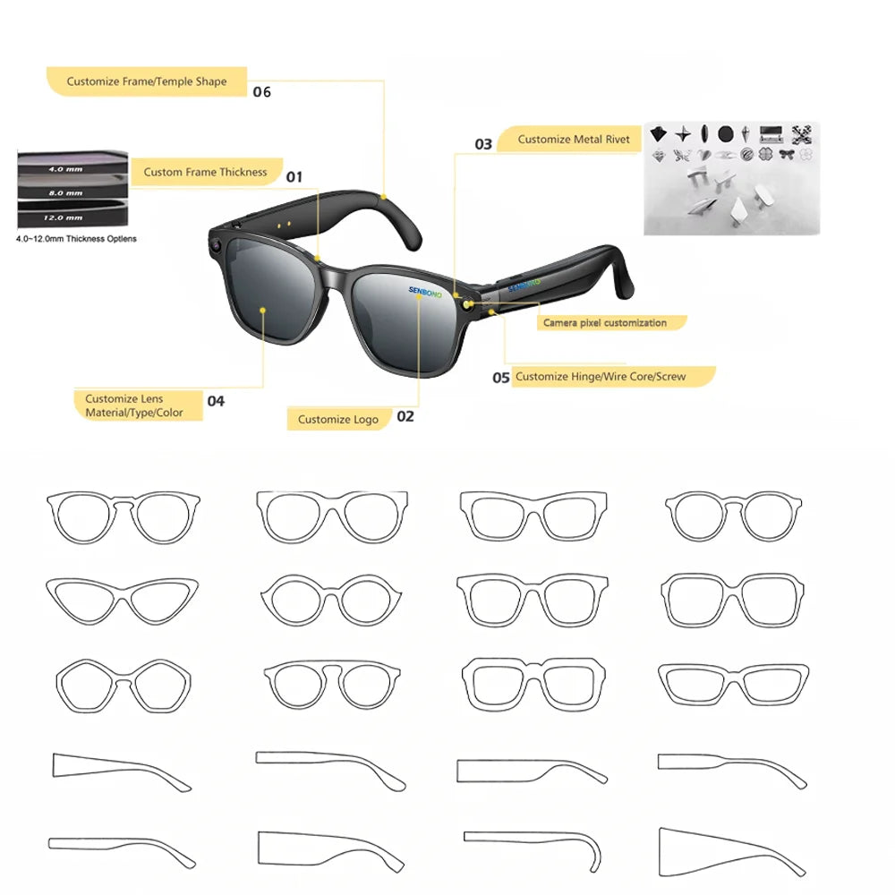 Smart Glasses with AI Translation & Camera – Bluetooth Calling, UV400