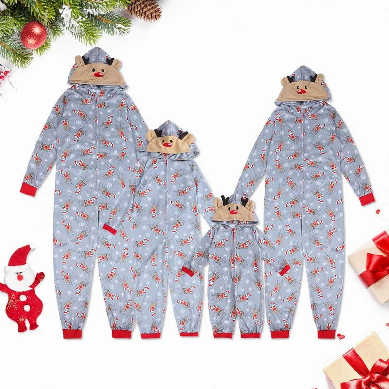 Christmas Family Matching Deer Hooded Onesie Pajamas