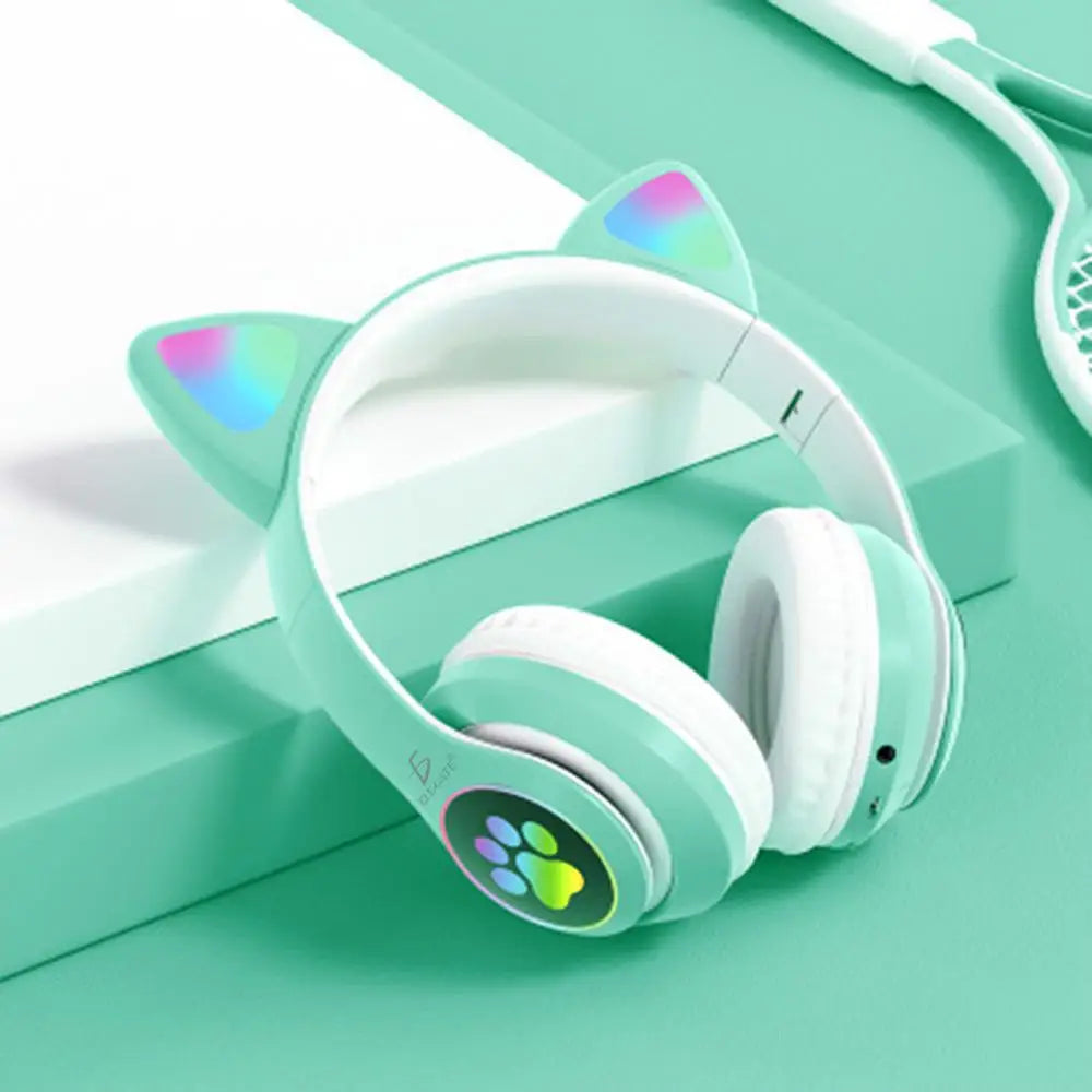 Cat Ear Bluetooth Headphones with LED Lights — Wireless & Colorful