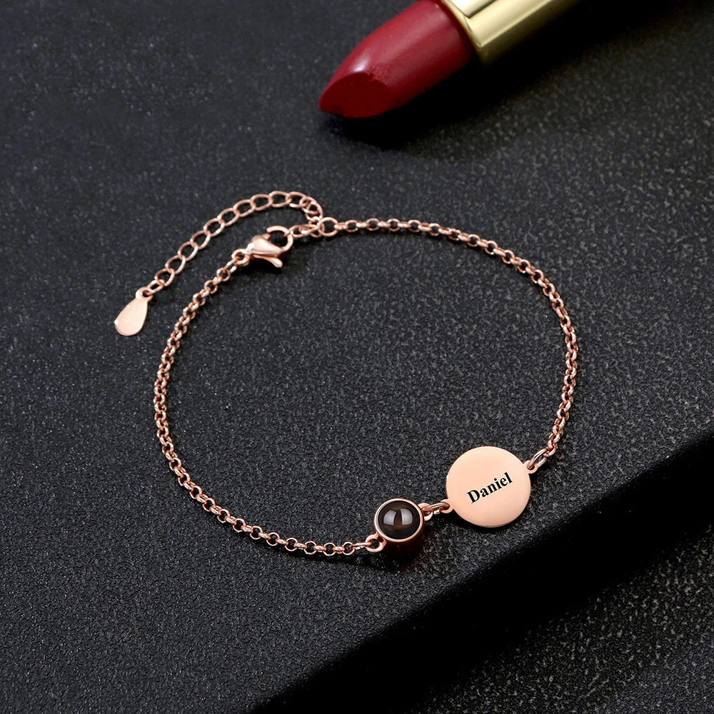 Personalized Photo Projection Zircon Charm Bracelet