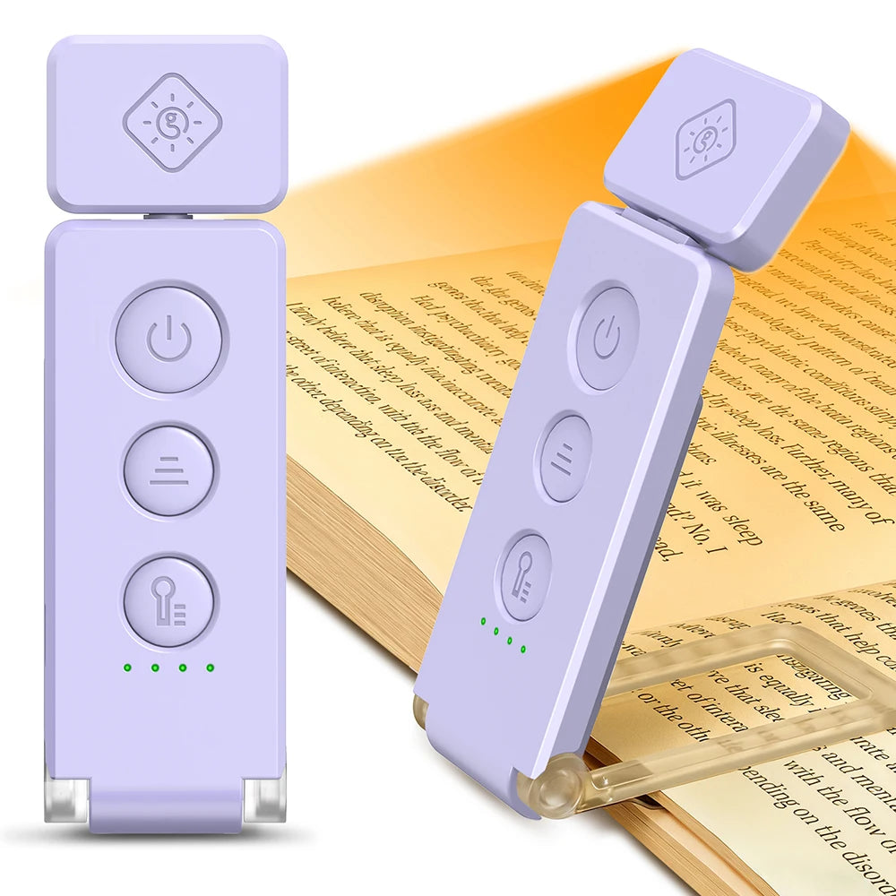 12 LED Rechargeable Book Light 5 Colors 5 Brightness Levels Mini Reading Clip on Book Light Bookmark