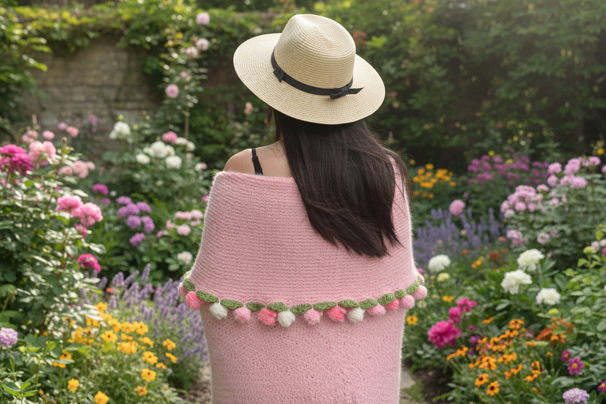 Rose Bouquet Blanket — Handmade Knit Plush Throw