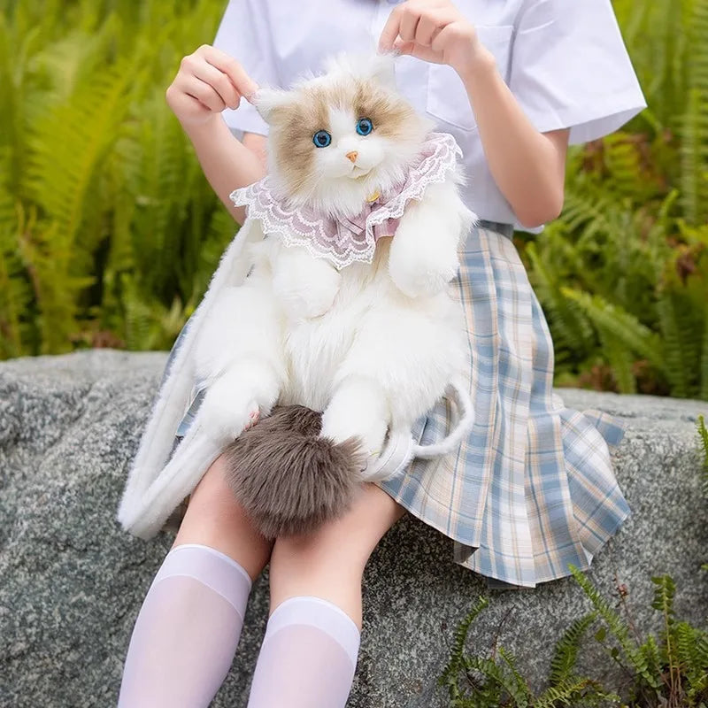 Cute Simulation Ragdoll Cat Backpack — Plush Soothing Doll