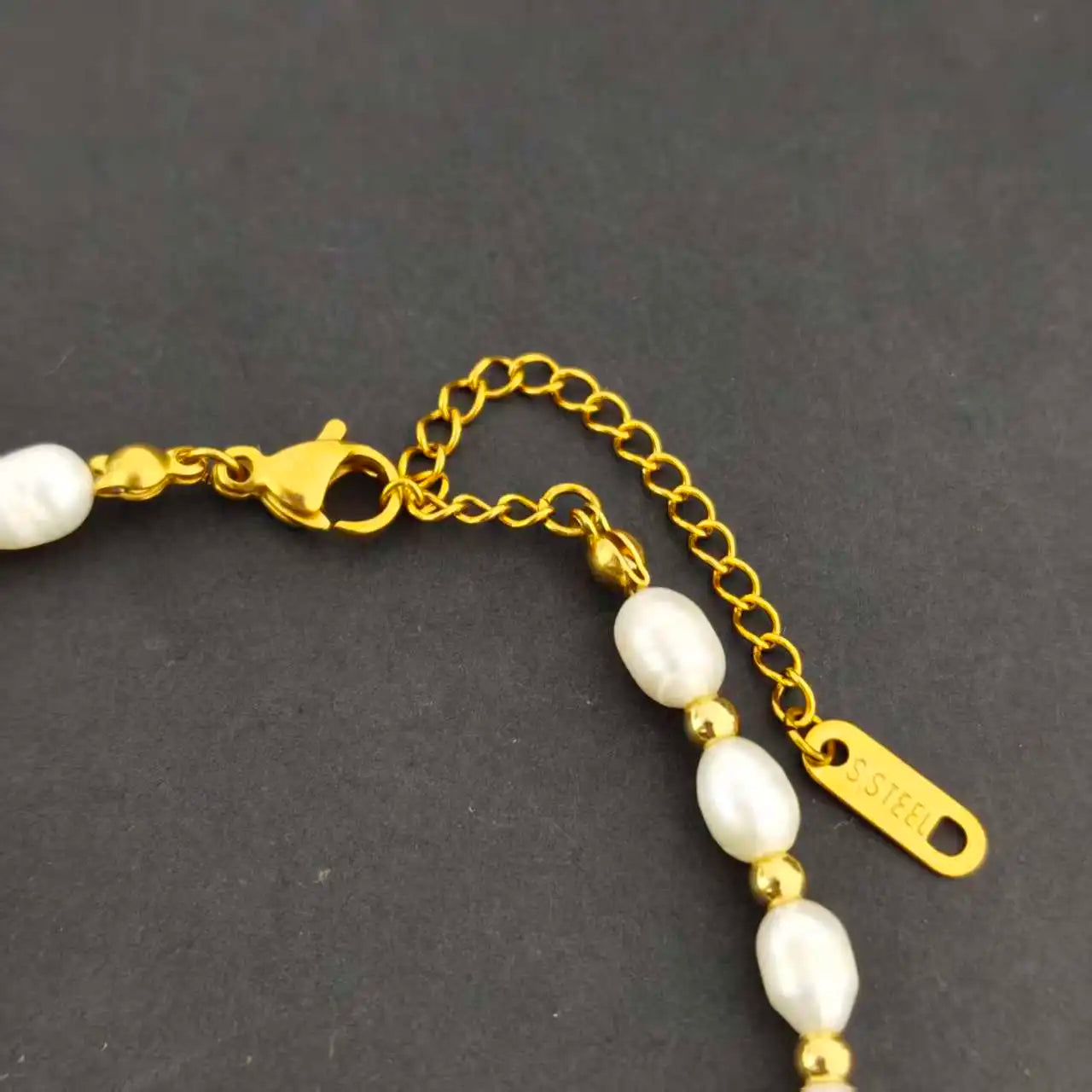 Personalized Freshwater Pearl Bracelet | Bubble Letter CZ Initial Charm 18K Gold