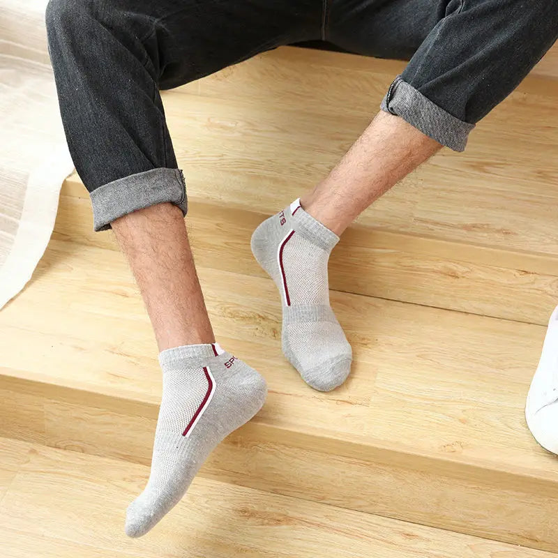 Men's Ankle Socks 10 Pairs — Breathable Cotton Athletic Low Cut Socks (Size 38–48)