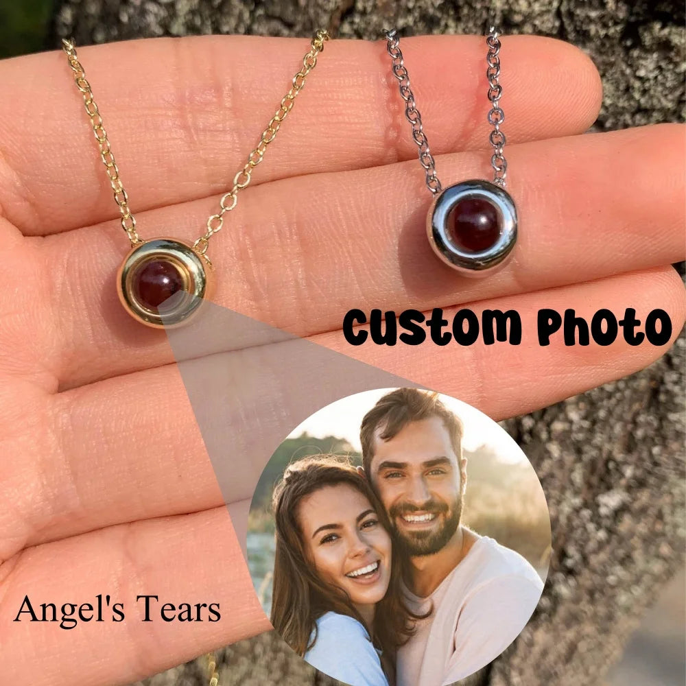 Personalized Crystal Photo Projection Necklace — Angel's Tears Pendant