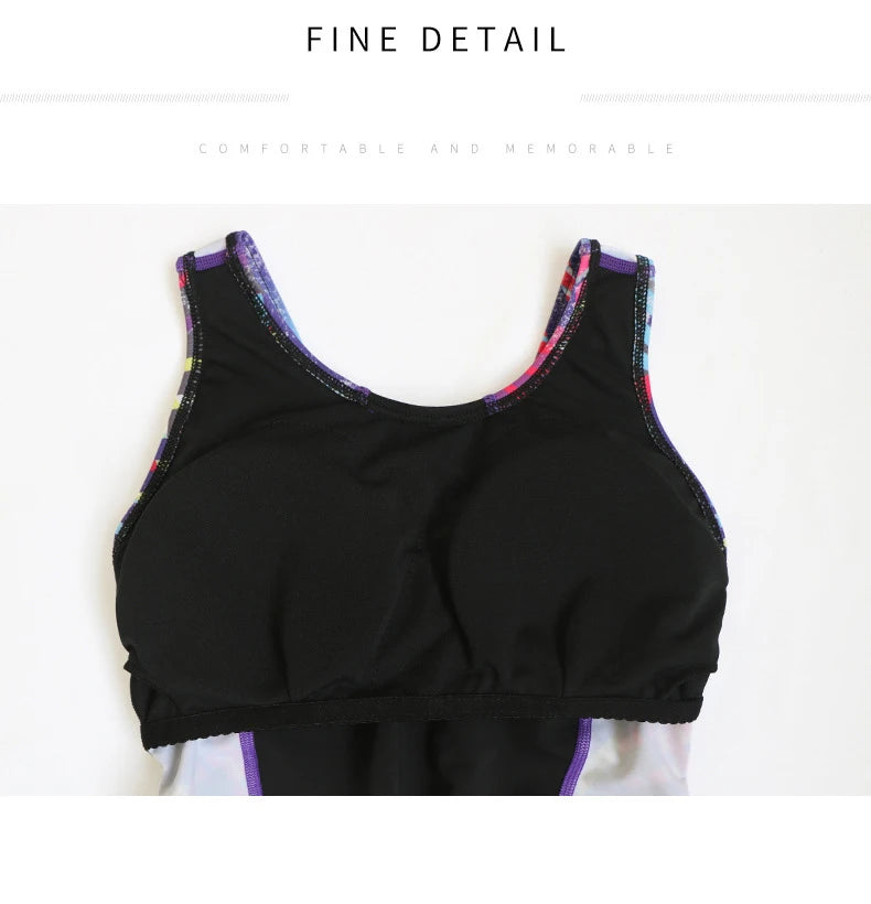2022 Breathable Swimming Suit for Women Swimsuit Sports One Piece Bathing Suit Swimwear Women Padded Bodysuit with Boxer Shorts