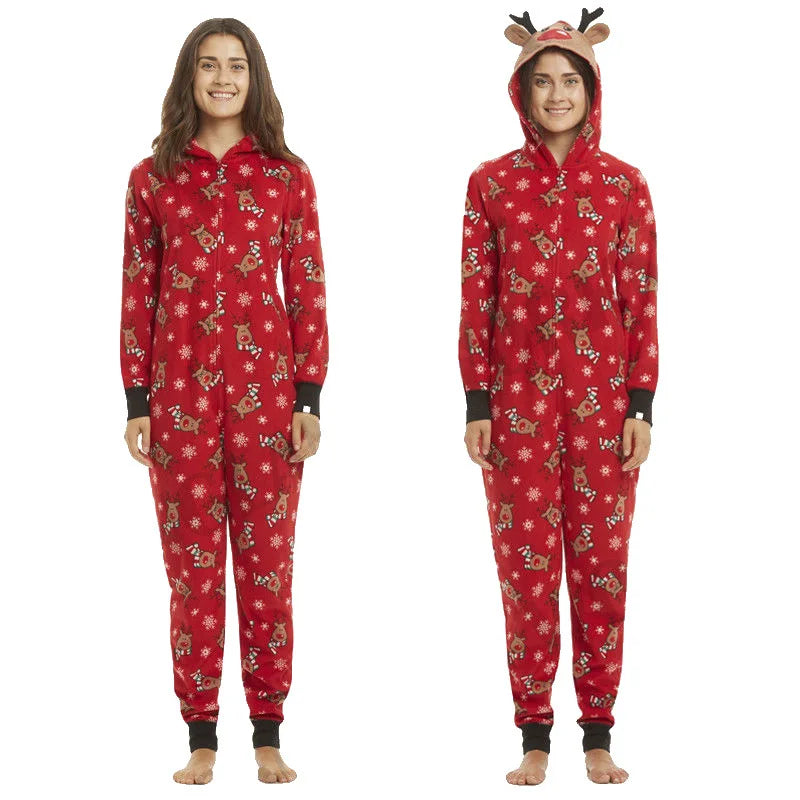 Christmas Family Matching Deer Hooded Onesie Pajamas