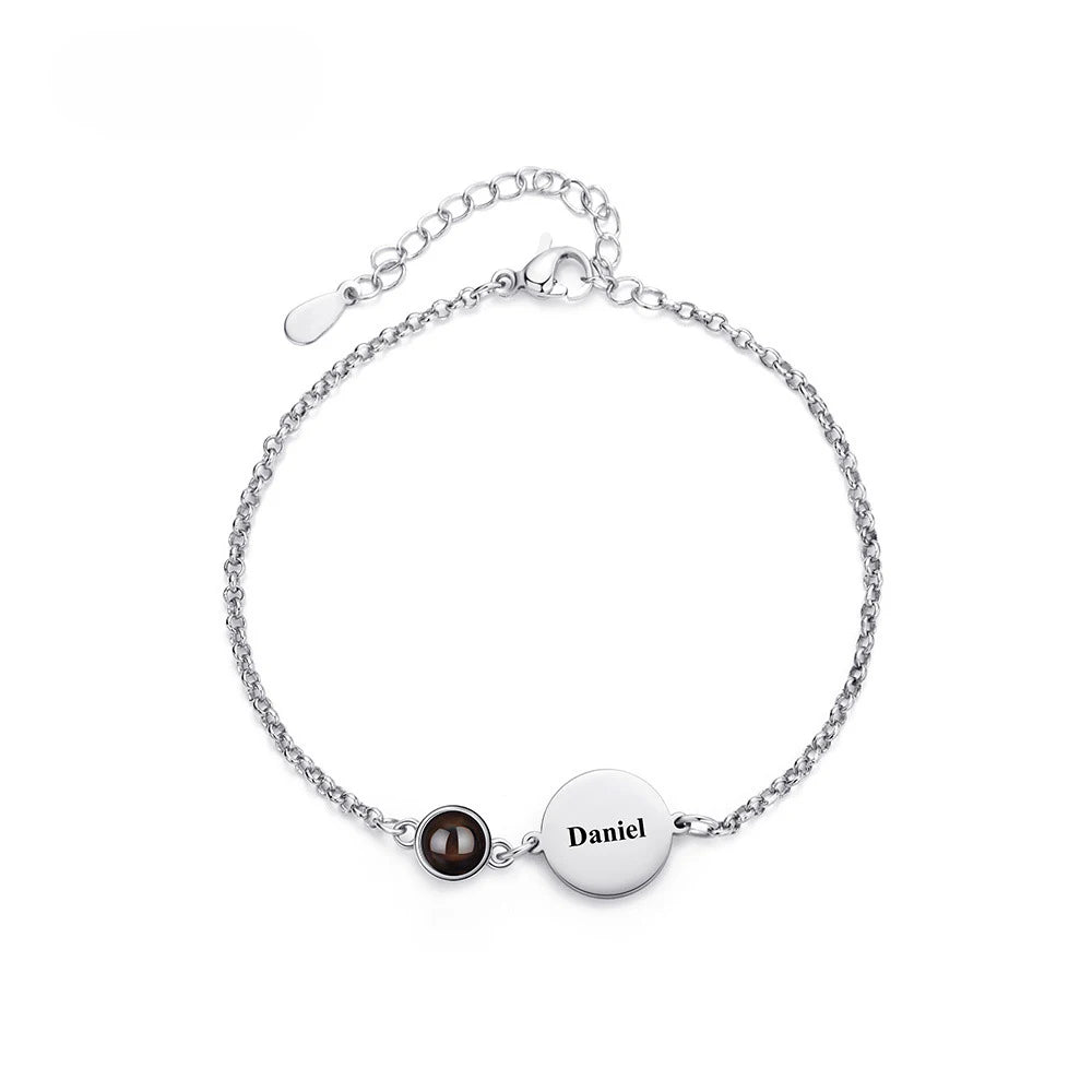 Personalized Photo Projection Zircon Charm Bracelet