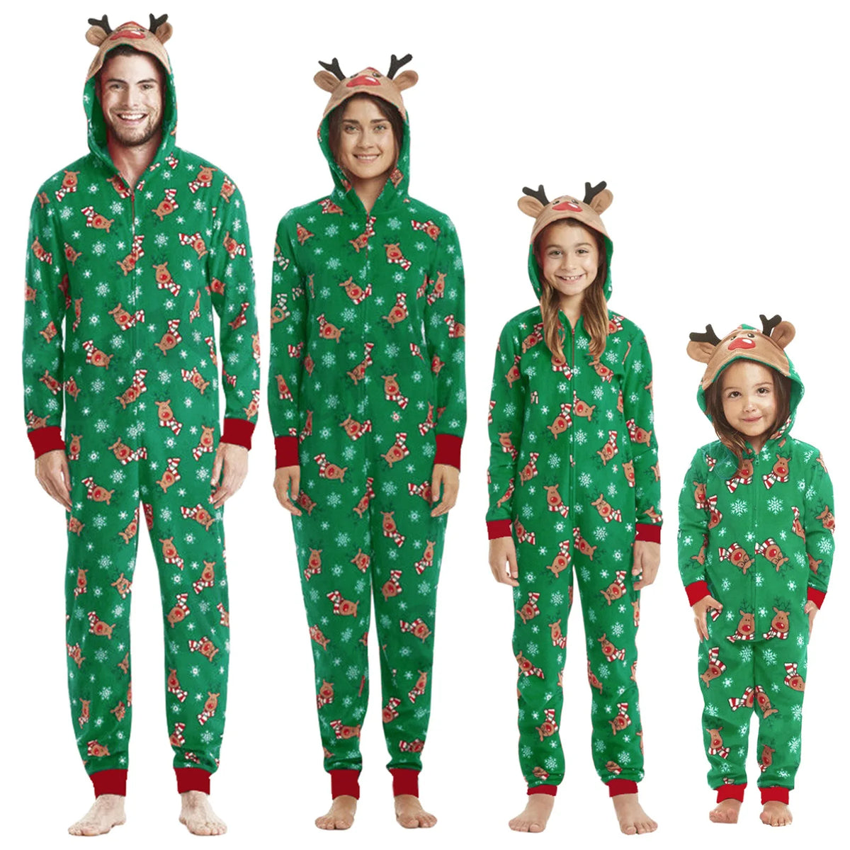 Christmas Family Matching Deer Hooded Onesie Pajamas