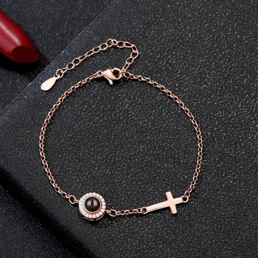 Personalized Photo Projection Cross Bracelet