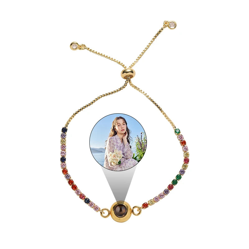 Personalized Fashion Projection Photo Bracelet — 18K Gold Plated Stainless Steel