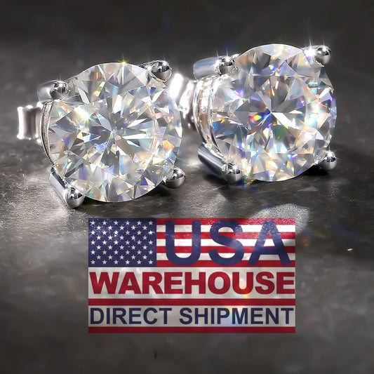 Moissanite Stud Earrings 925 Sterling Silver with GRA Certificate