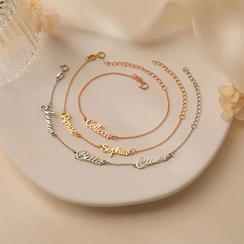 Personalized Custom Name Bracelet | Dainty Script Multi-Name 18K Gold Stainless Steel