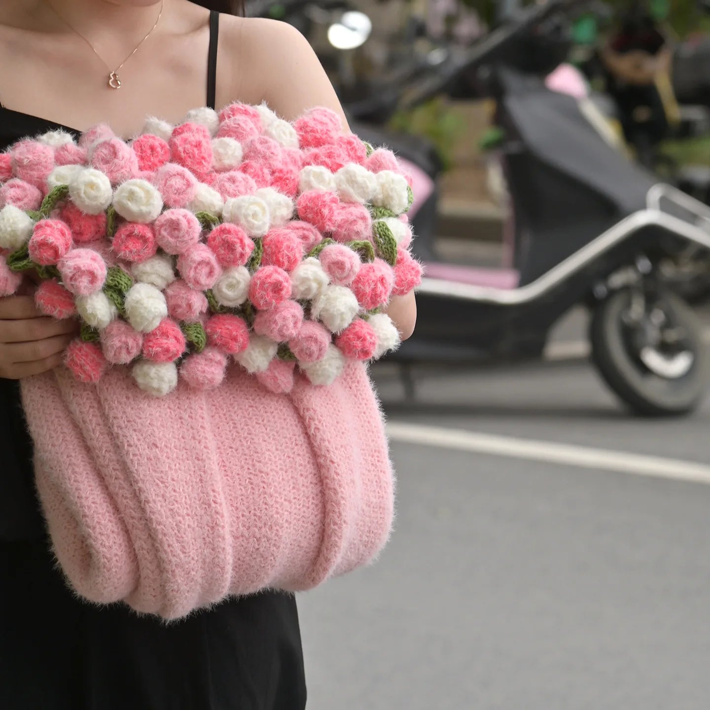 Rose Bouquet Blanket — Handmade Knit Plush Throw