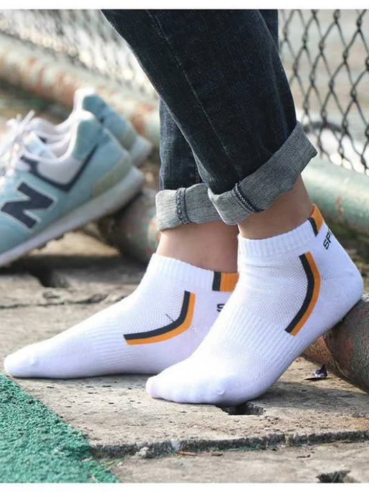 Men's Ankle Socks 10 Pairs — Breathable Cotton Athletic Low Cut Socks (Size 38–48)