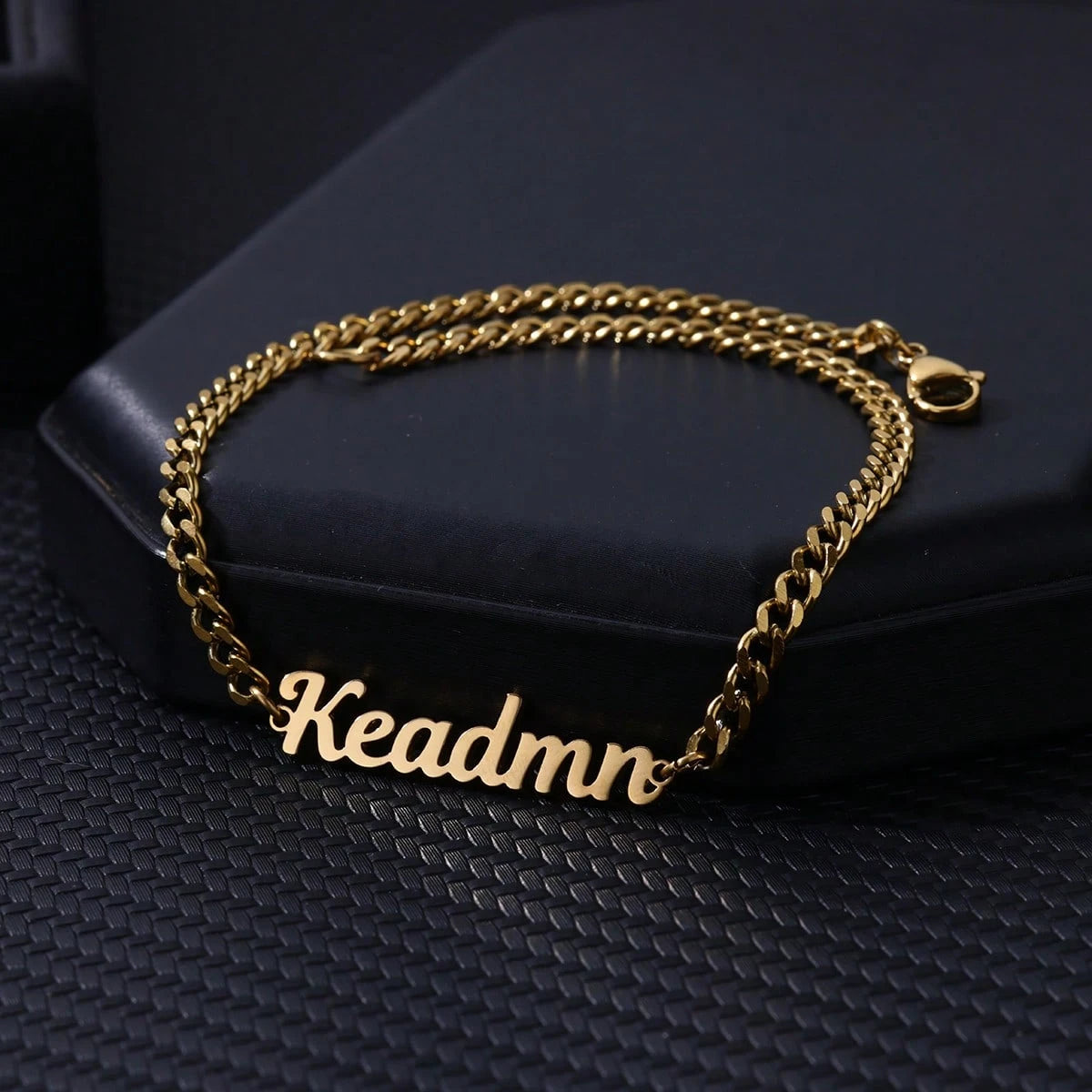 Personalized Custom Name Cuban Link Anklet | 18K Gold PVD Stainless Steel Beach Jewelry