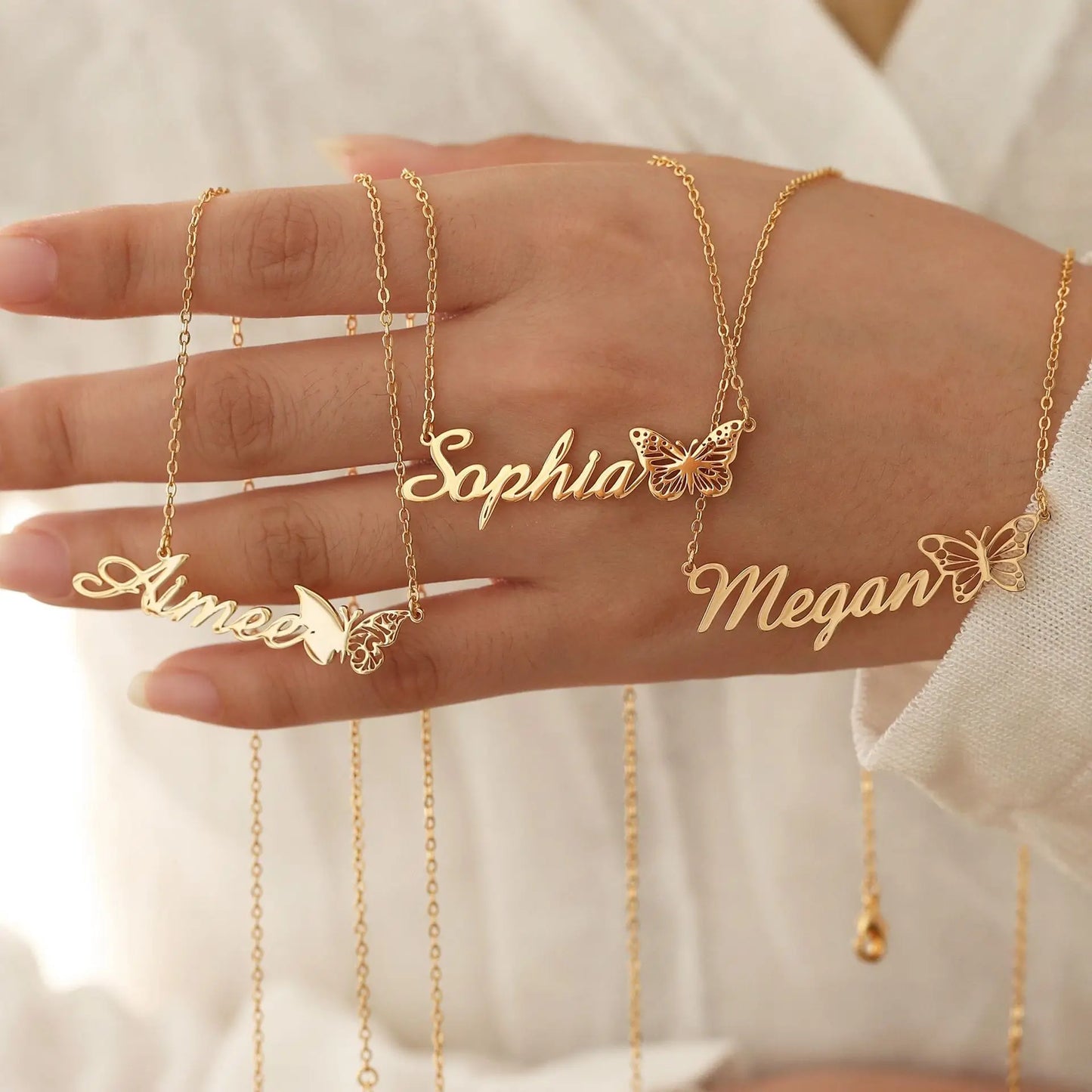 Personalized Custom Name Butterfly Pendant Necklace | CE Certified 18K Gold Stainless Steel