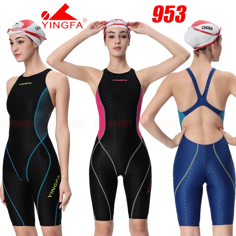 YINGFA WOMEN'S GIRL‘S COMPETITION TRAINING RACING PROFESSIONAL KNEESKIN SWIMWEARS SWIMSUITS ALL SIZE FINA APPROVED # 925 937 921