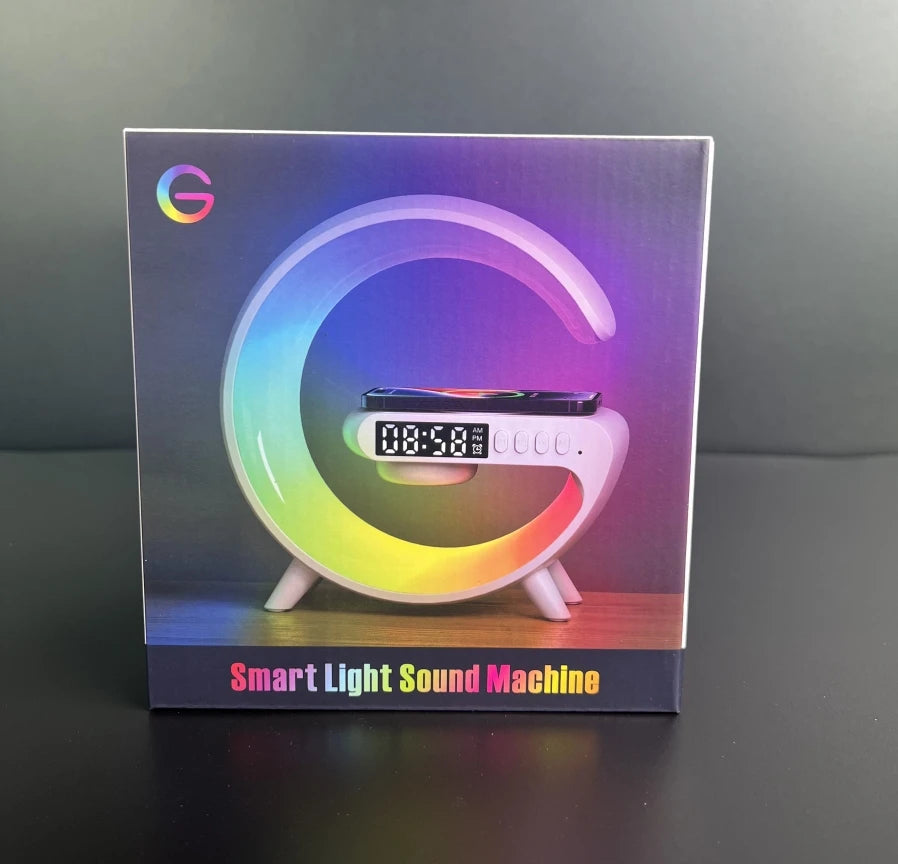 Smart RGB Desk Lamp — 4-in-1 Wireless Charger, Bluetooth Speaker & Alarm Clock Night Light