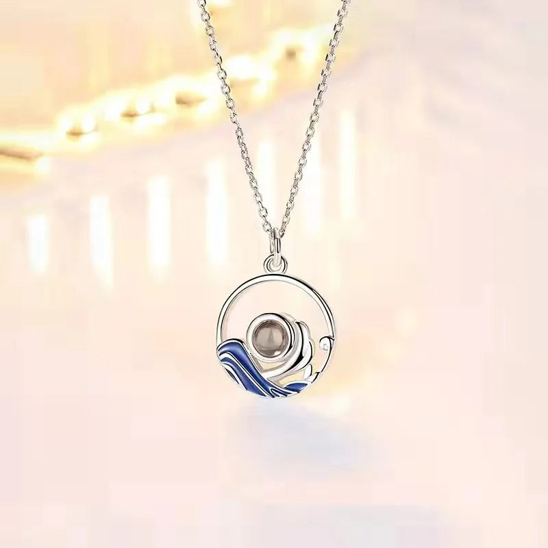 Personalized 100 Languages I Love You Projection Photo Necklace