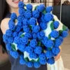 Rose Flower Bouquet Blanket — Handmade Knit Plush Throw