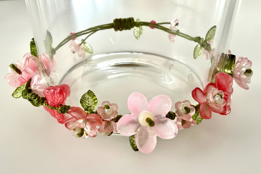 Handmade Pink Floral Bracelet