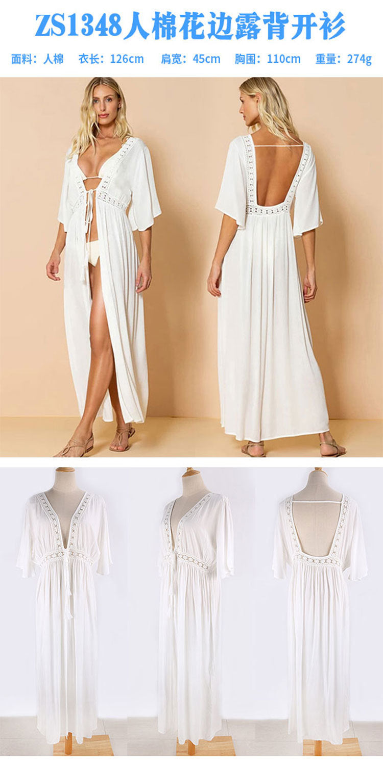 Rayon Beach Cardigan Cover-Up — Bikini Blouse & Sun Protection Skirt