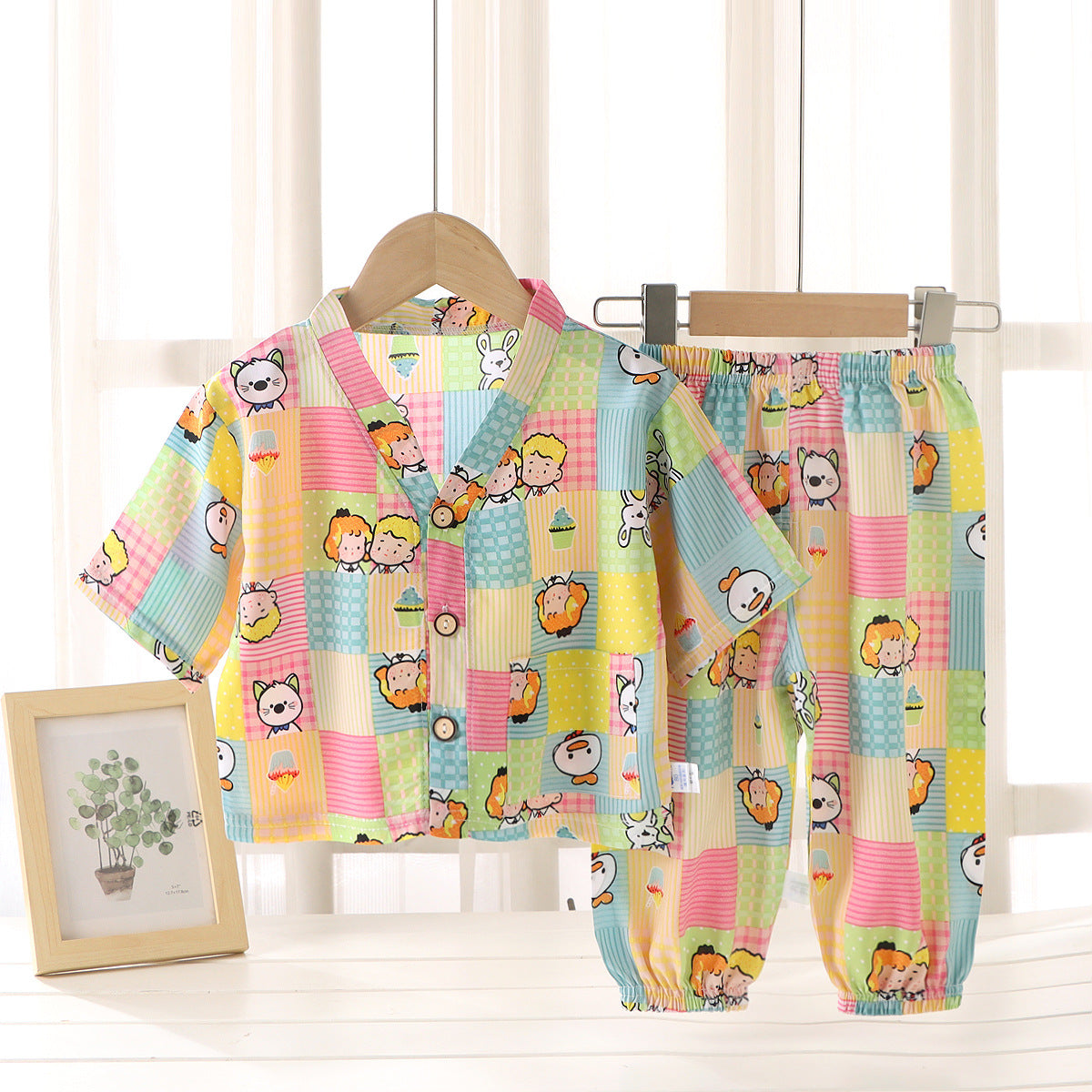 Children's Cotton Silk Summer Pajamas Set — Boys & Girls Two-Piece Home Clothes