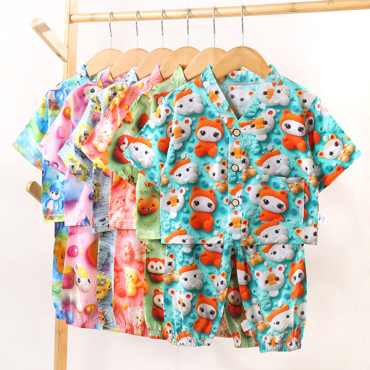 Children's Cotton Silk Summer Pajamas Set — Boys & Girls Two-Piece Home Clothes