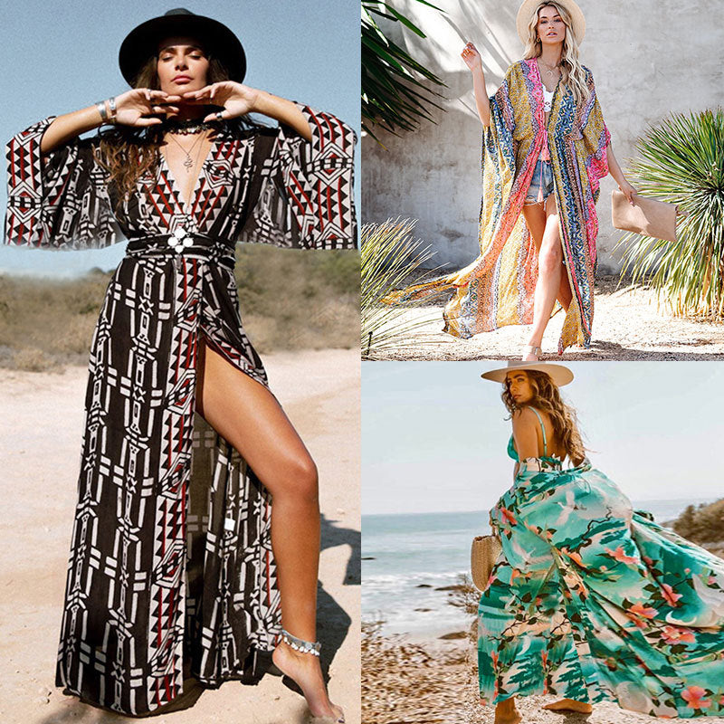 Rayon Beach Cardigan Cover-Up — Bikini Blouse & Sun Protection Skirt