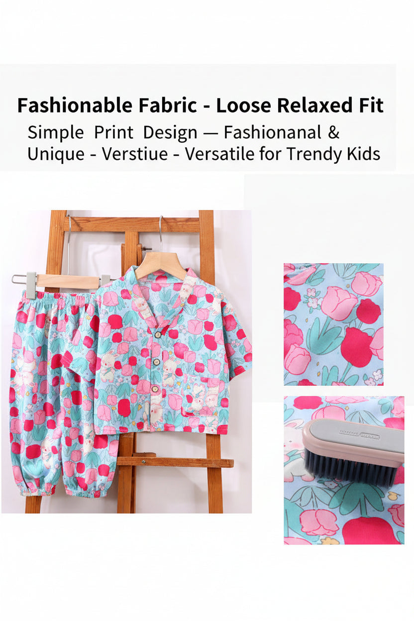 Children's Cotton Silk Summer Pajamas Set — Boys & Girls Two-Piece Home Clothes
