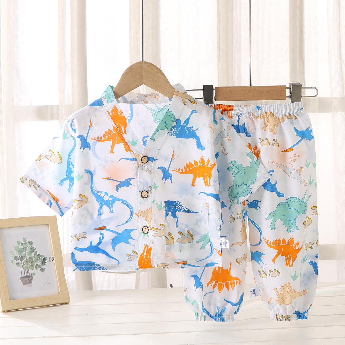 Children's Cotton Silk Summer Pajamas Set — Boys & Girls Two-Piece Home Clothes
