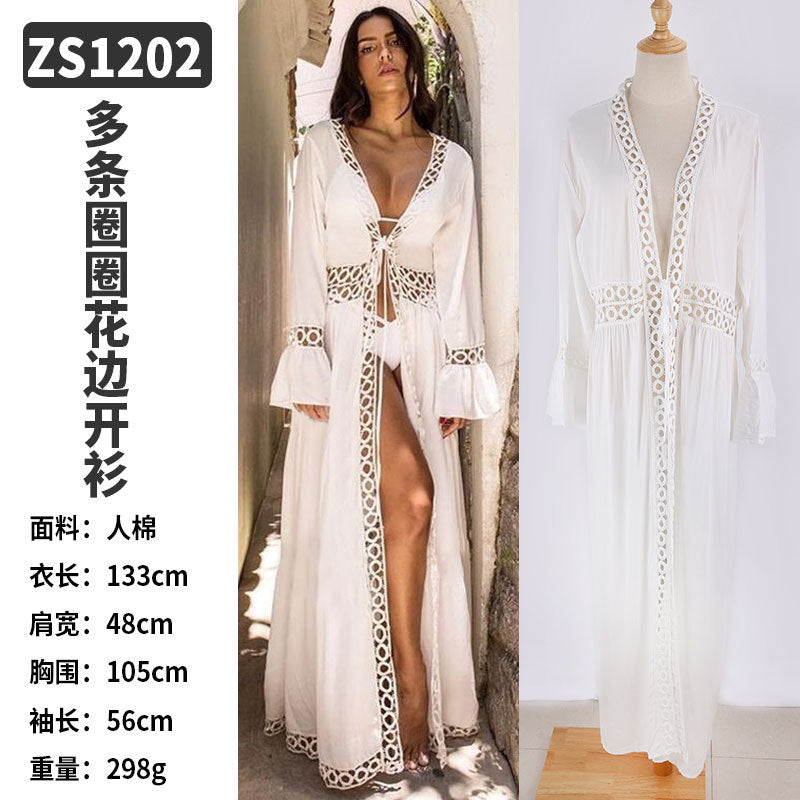 Rayon Beach Cardigan Cover-Up — Bikini Blouse & Sun Protection Skirt