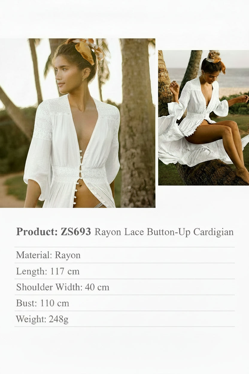 Rayon Beach Cardigan Cover-Up — Bikini Blouse & Sun Protection Skirt