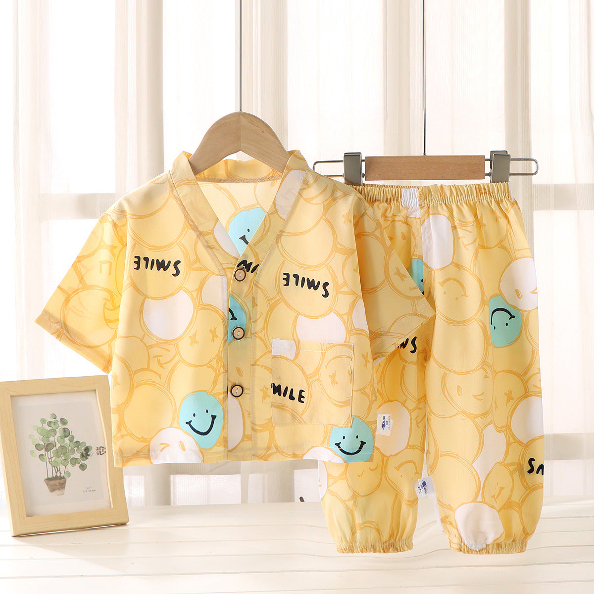 Children's Cotton Silk Summer Pajamas Set — Boys & Girls Two-Piece Home Clothes