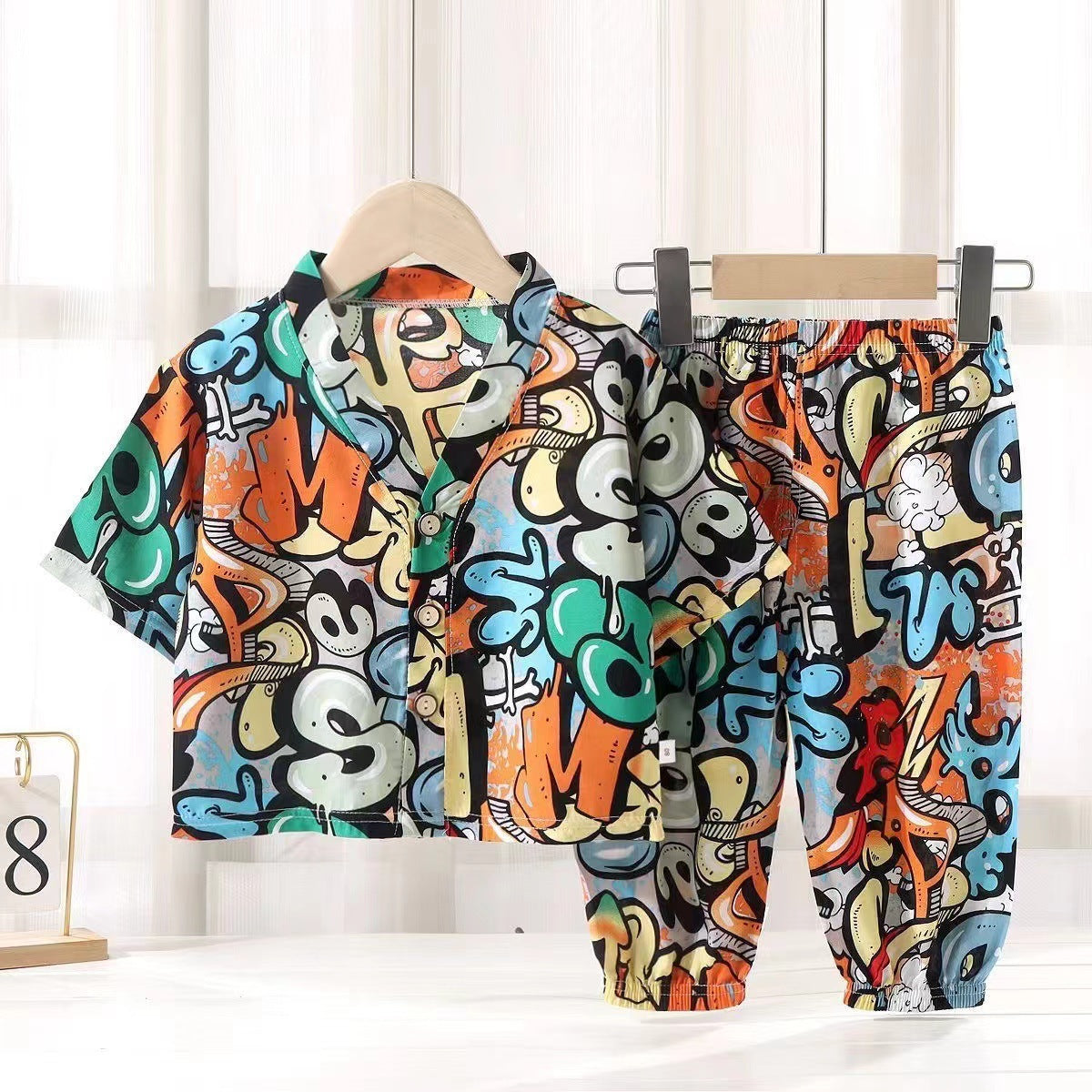 Children's Cotton Silk Summer Pajamas Set — Boys & Girls Two-Piece Home Clothes